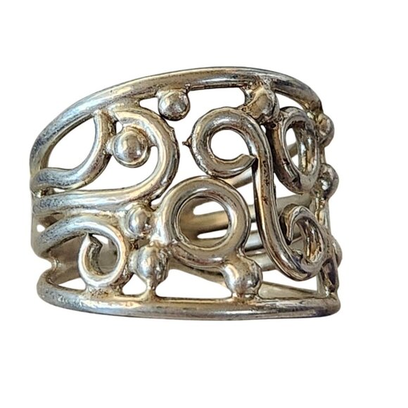 Ring Band Open Silver 20 mm wide  Size 8 1/2  7.8  gr  no Stone  Jerry Fran Harr - Picture 5 of 12